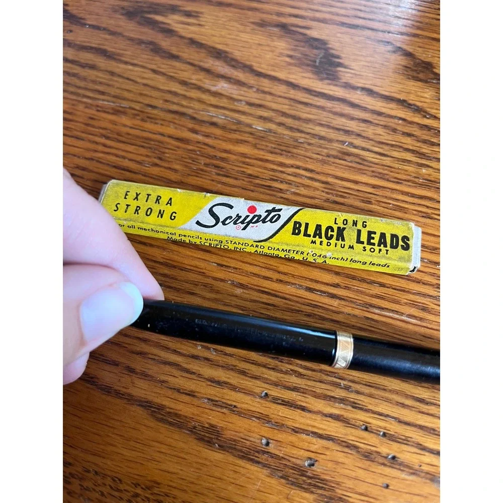 Vintage Scripto Black Mechanical‎ Pencil & Long Lead Refills